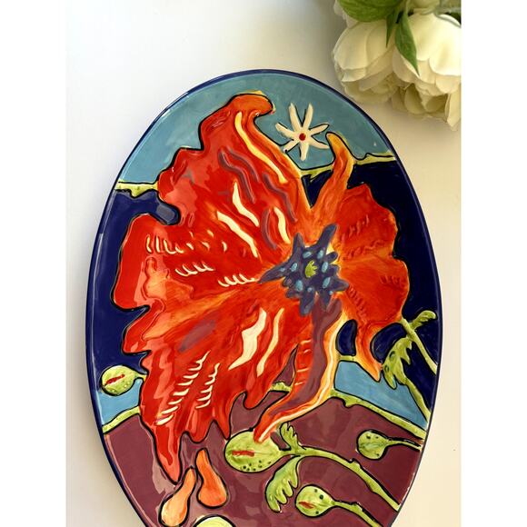 Simon Bull Limited Edition Art Salad Bowl Poppy‎ Flower Van Group Collectible - Picture 4 of 12